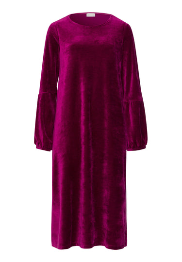 Favourites Round Neck Velvet Dress With Balloon Sleeves | Pink Tourmaline 78110-2473